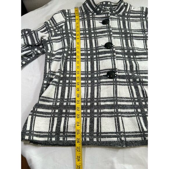 Ali Miles Plaid Blazer Car Coat Womens Size 1X Black White Boho Casual Mature - Picture 9 of 10